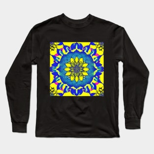 Lotus Mandala (Yellow and Blue) Long Sleeve T-Shirt